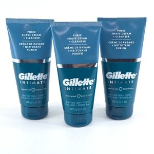 3 Pack Gillette Men's Intimate 2-in-1 Pubic Shave Cream and Cleanser 6 oz ea NEW